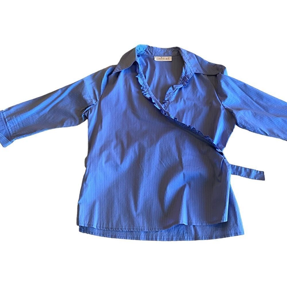 EUC Blue Initial Tuxedo Wrap To